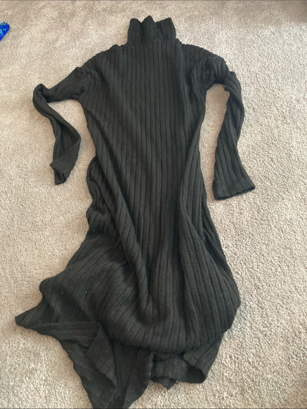 SHEIN Black Ribbed Turtleneck Long Sleeve Sweater Dress